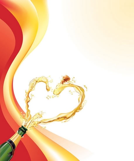 celebration background template bursting champagne heart shaped decor