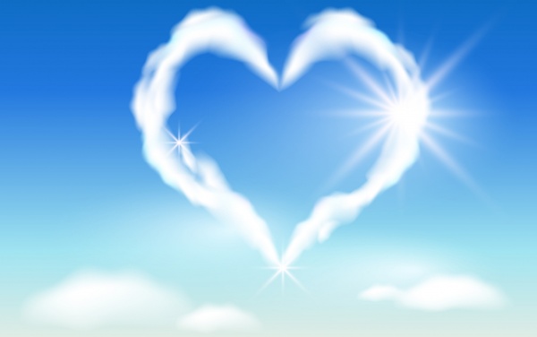 love background heart shaped cloud sketch modern design