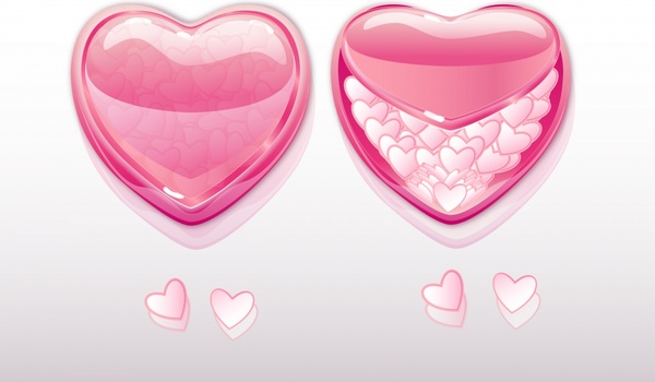 love background bright shiny hearts modern 3d