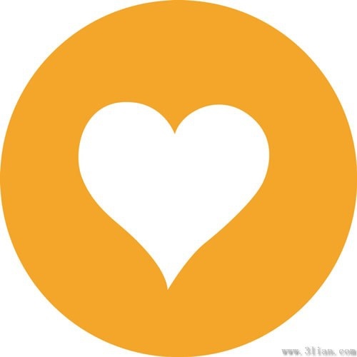 heartshaped icon vector orange background