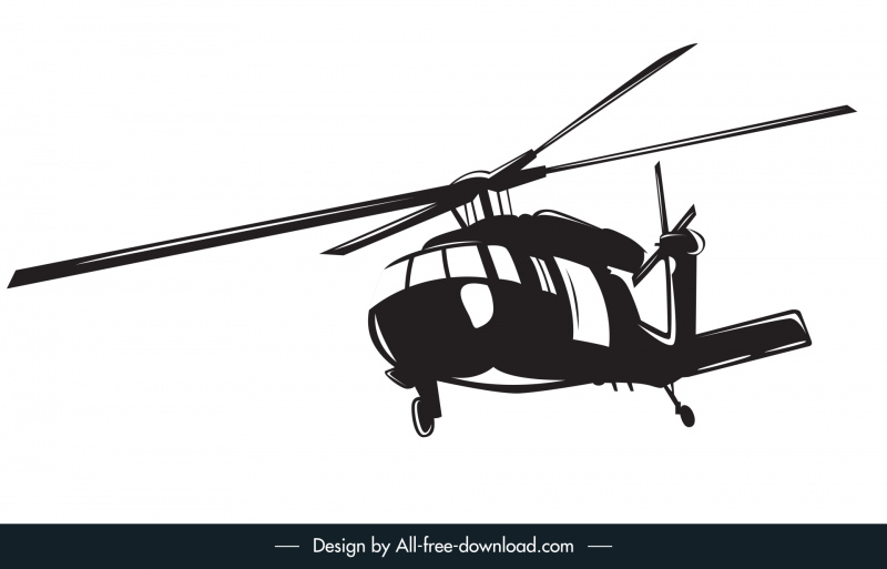 helicopter icon dynamic 3d silhouette sketch