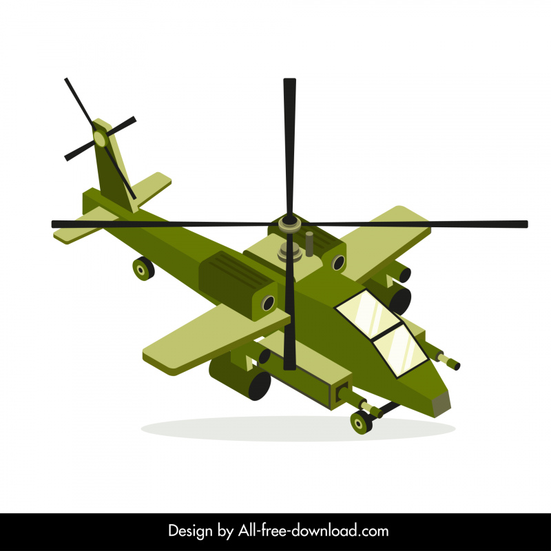 helicopter model icon modern 3d outline 