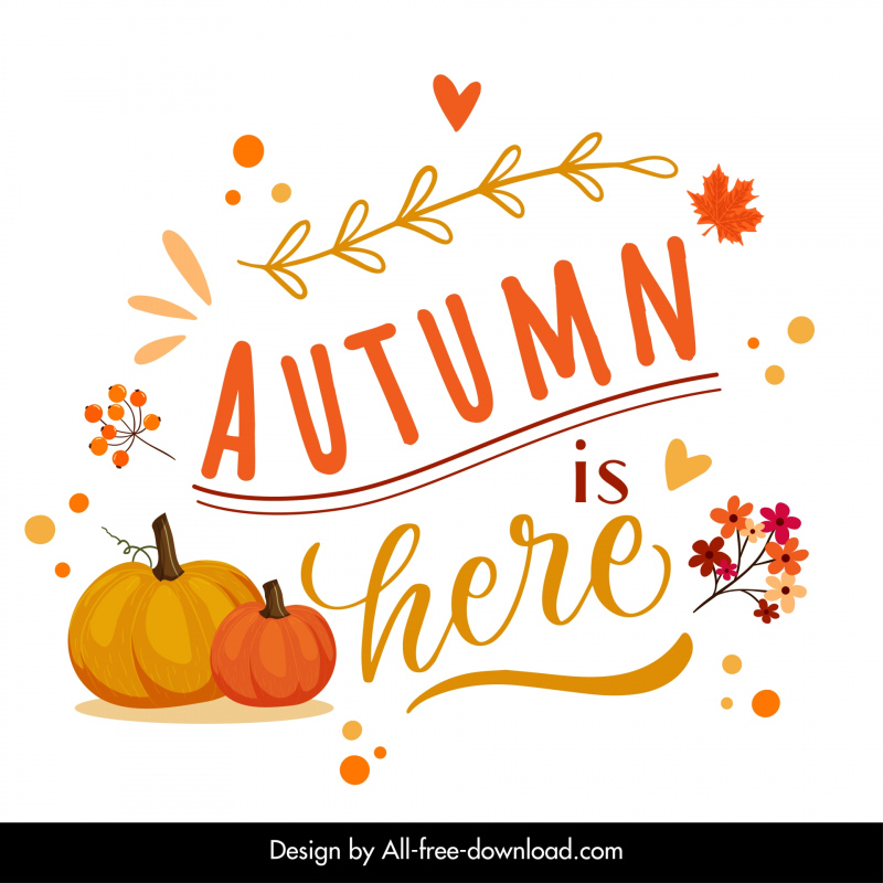 hello autumn typography banner template classical elegant nature elements 