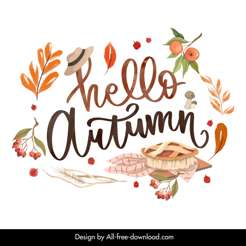 hello autumn typography banner template elegant classical 