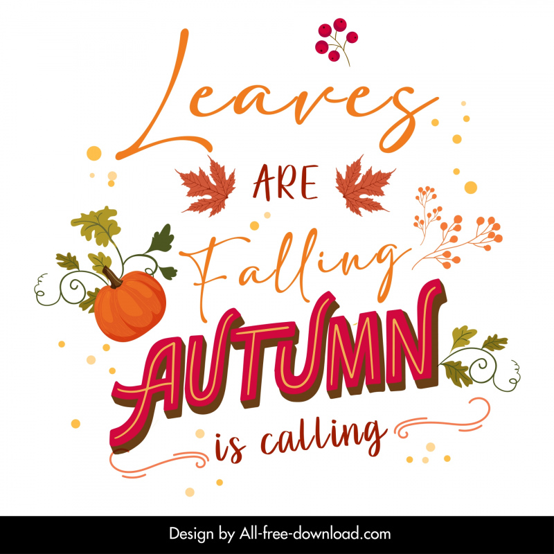 hello autumn typography banner template elegant leaves pumpkin 