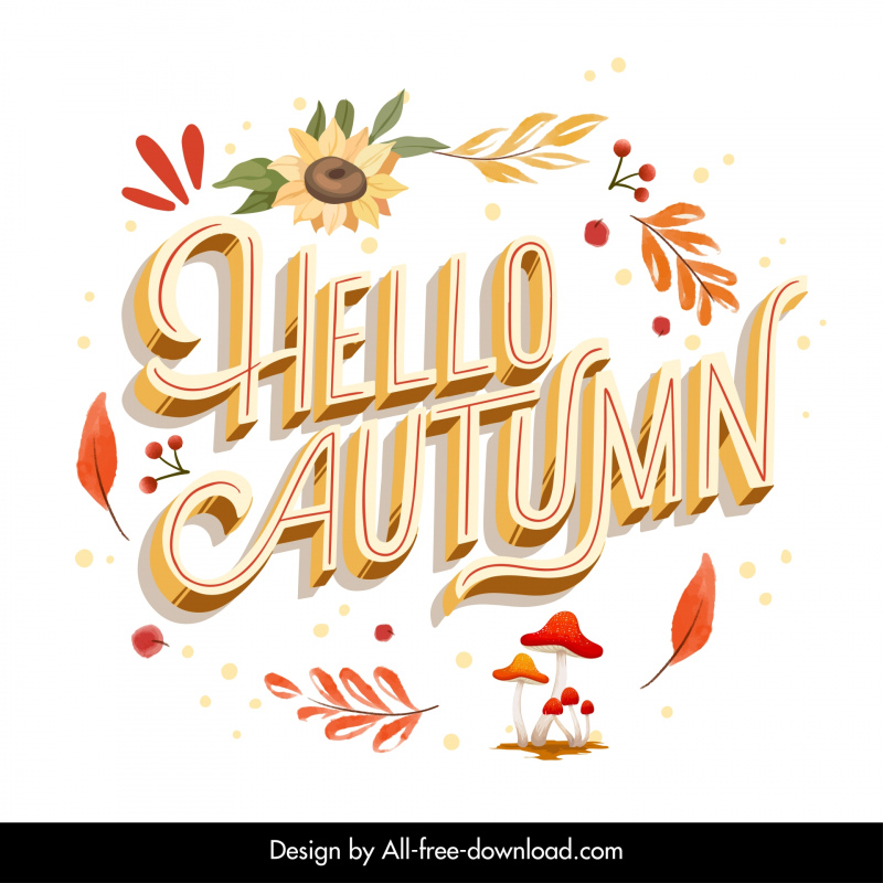 hello autumn typography banner template elegant nature elements