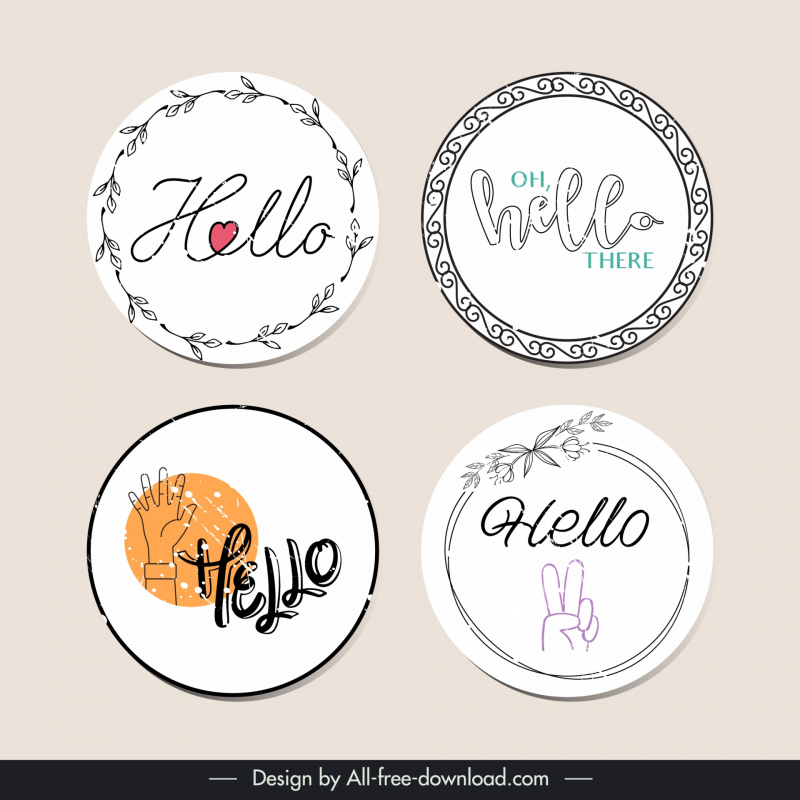 hello stamp templates collection flat classical elegance 