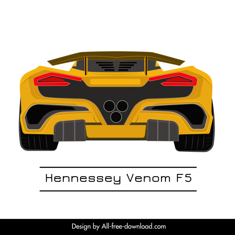 hennessey venom f5 car model icon modern symmetric rear view sketch