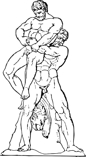 Heracles And Antaios clip art