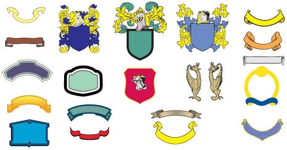 Heraldic shield, banners