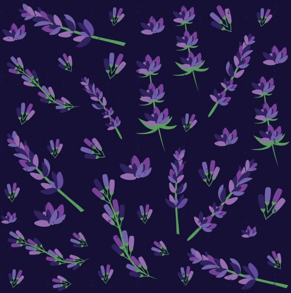 herbs background violet lavender icons repeating design
