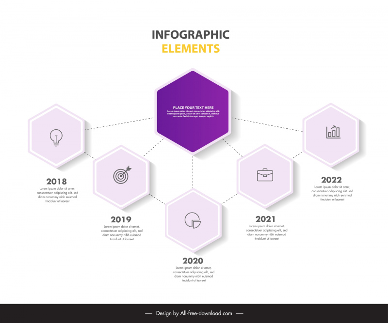 hexagon infographic template geometric lines connection 