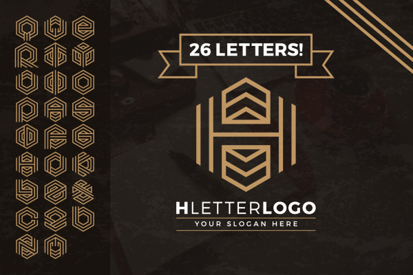 hexagon letters logo