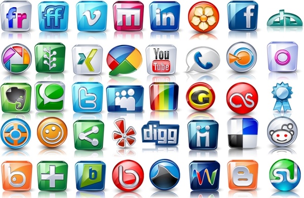 High detail social icons icons pack