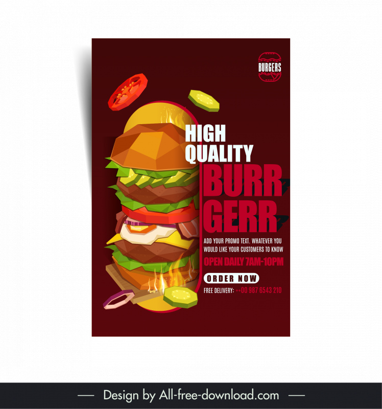 high quality burger flyer template dynamic low polygonal design 