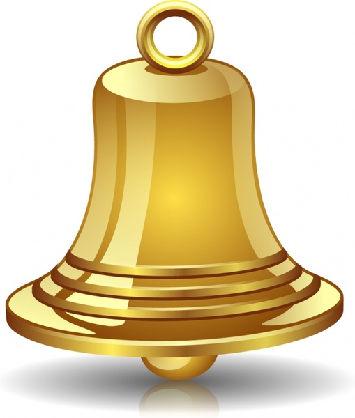 golden bell icon modern shiny 3d sketch