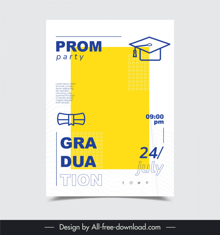 high school graduation party poster template flat simple 