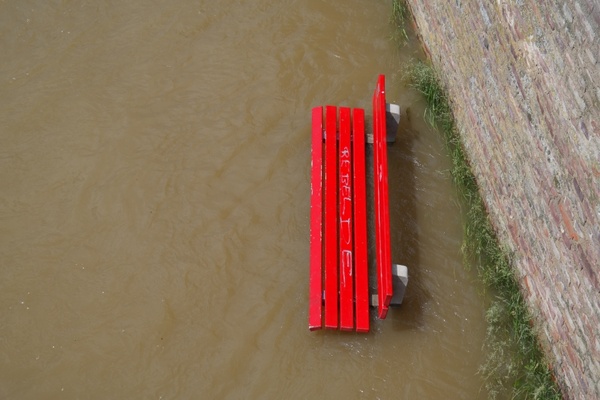 high water flooding park bench