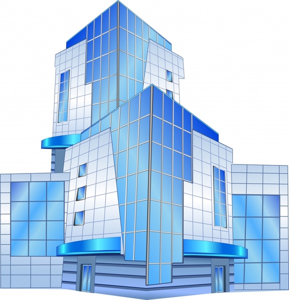highrise building icon modern colored 3d sketch