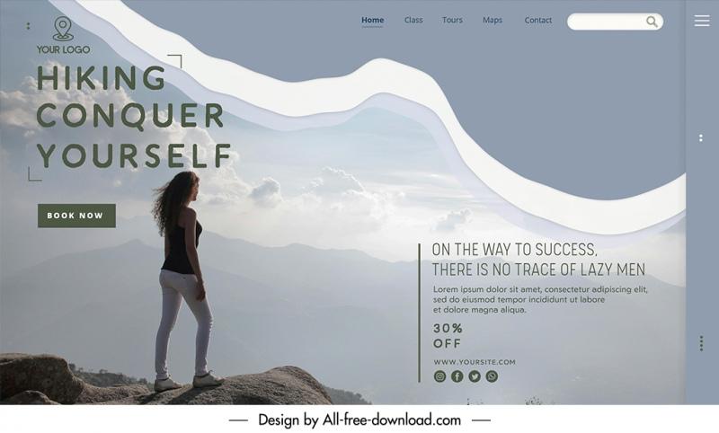 hiking landing page template elegant mountain scene 
