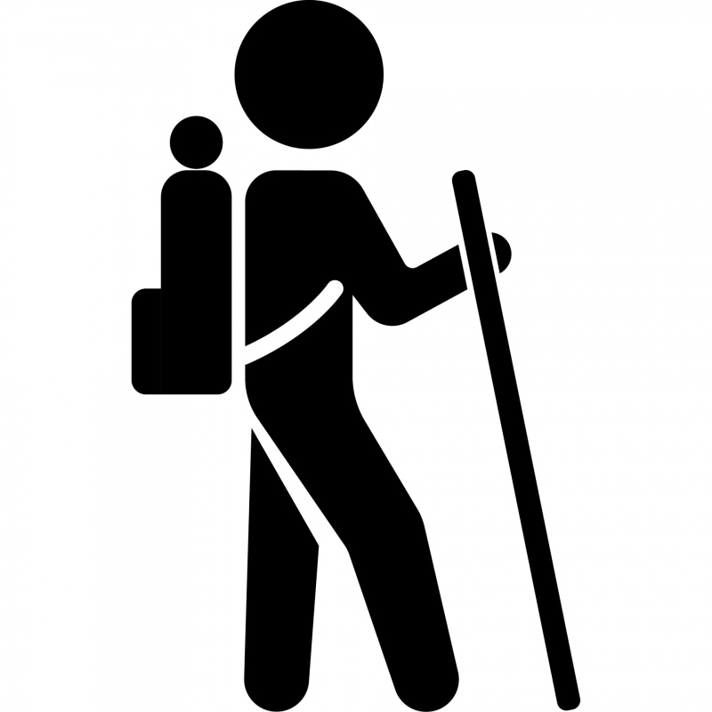 hiking person icon sign flat silhouette outline