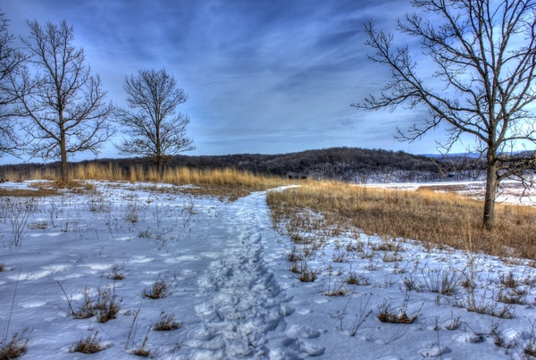 hiking under the winter sky on the ice age trail wisconsin 