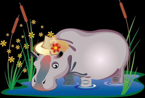 hippopotamus vector