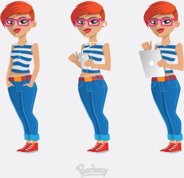 hipster girl with apple devices