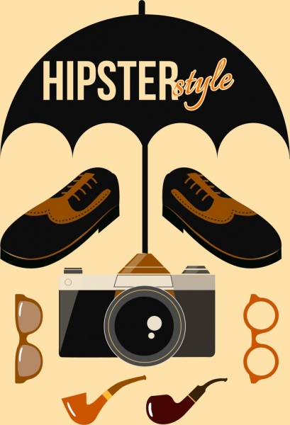 hipster style design elements classical personal accessories icons