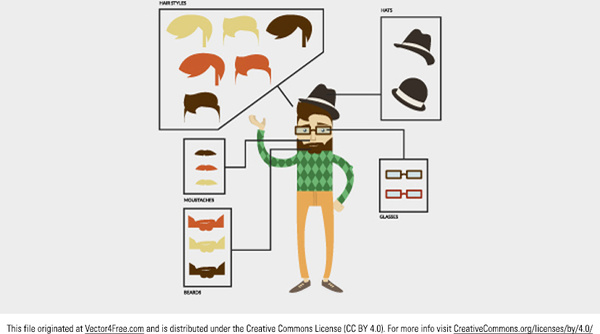 hipster vector character builder