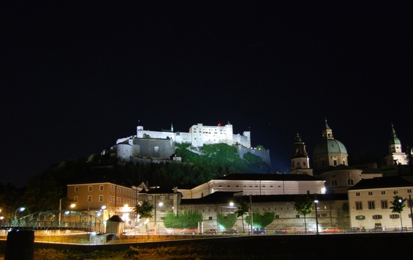 hohensalzburg fortress at night