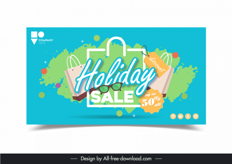 holiday discount banner template shopping bags sketch