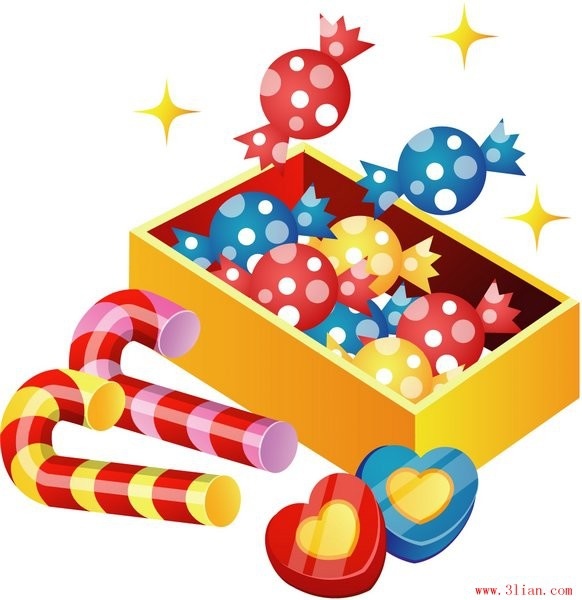 holiday gifts background candies icons colorful 3d design 