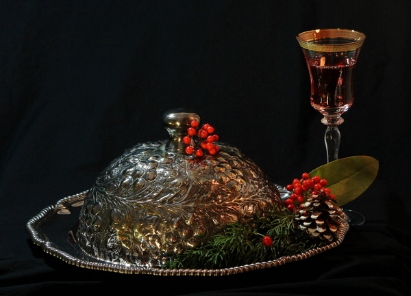 holiday still life christmas party edwardian silver repousse