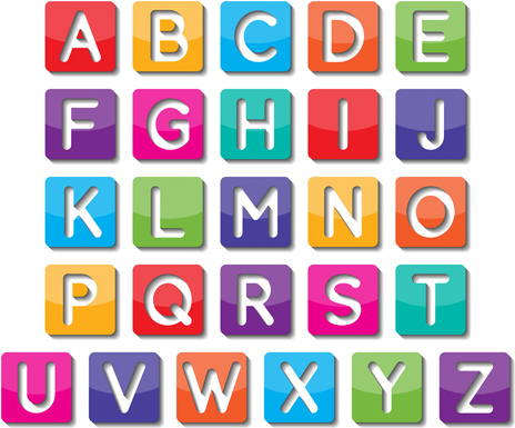 hollow out alphabet colored vector