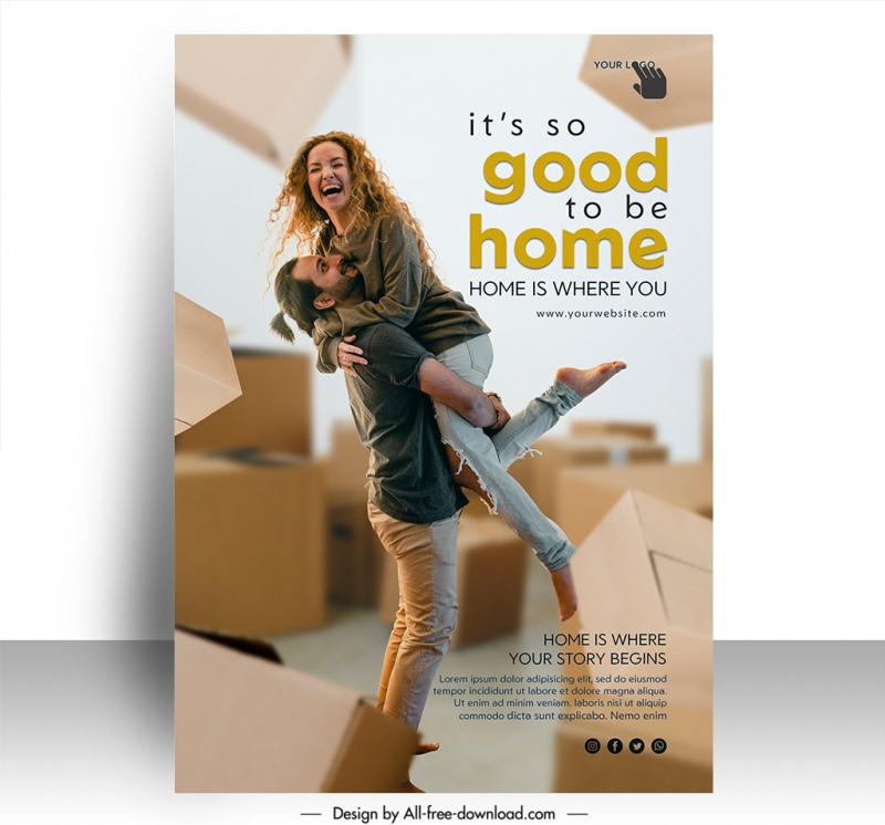 home is where you poster template dynamic joyful couple