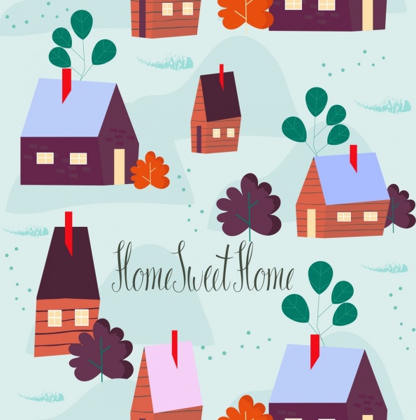 home sweet home background cute cottage icons