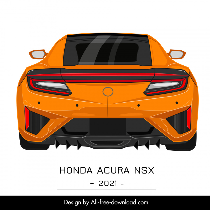 honda acura nsx 2021 car model template back view sketch
