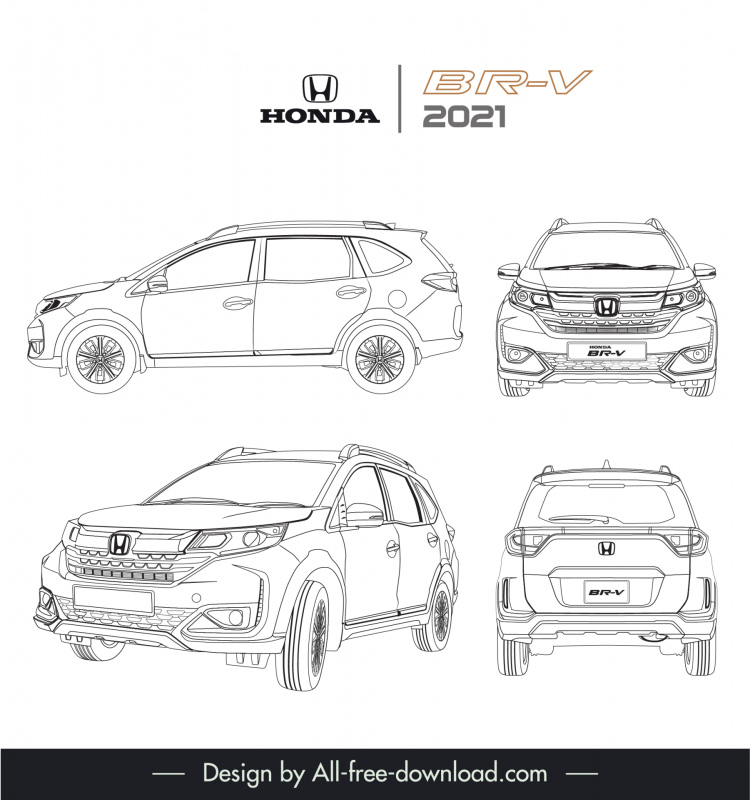 honda br v 2021 car models advertising template black white handdrawn outline
