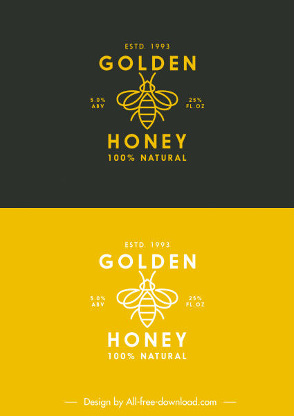 honey bee logotype flat handdrawn sketch