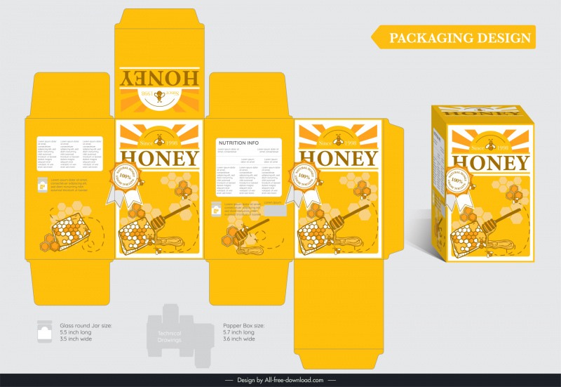honey product packaging template elegant flat 3d design  
