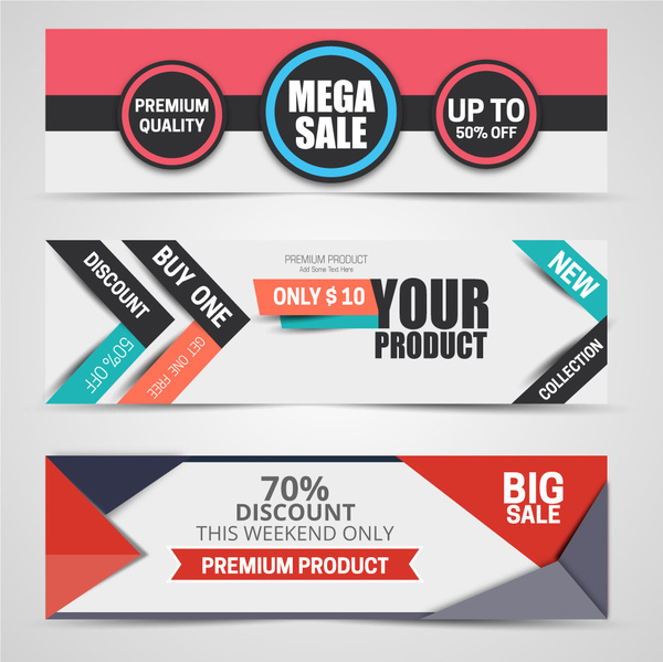 horizontal label sale promotion sets vector illustration