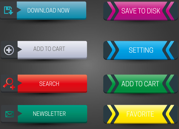 horizontal website buttons design with classical style 