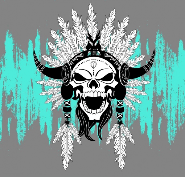 horror skull icon tribal decoration