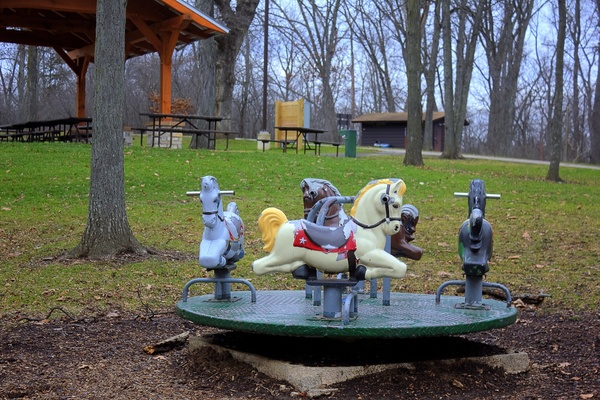 horse toy thing at a playground around black earth wisconsin