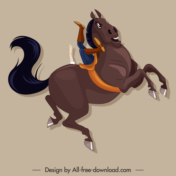 horseback performance icon dynamic design cartoon sketch