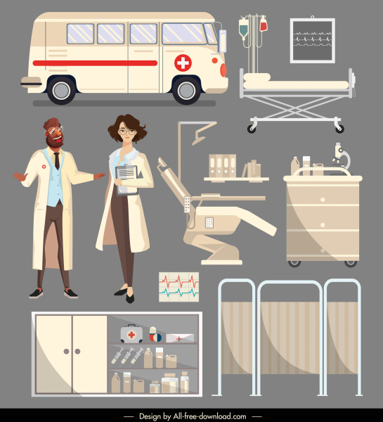 hospital design elements doctor ambulance medical device sketch