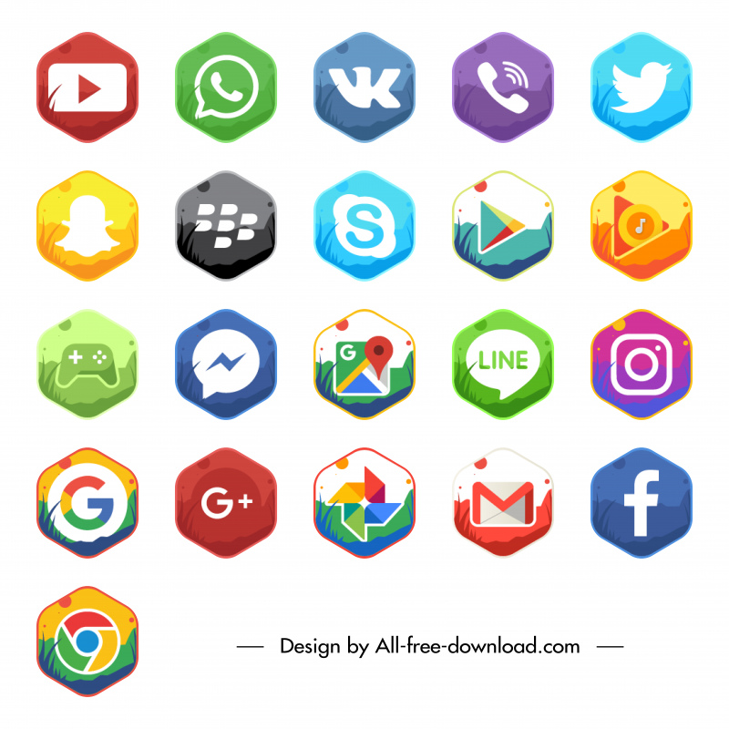 hot apps icon sets colorful flat classical design 