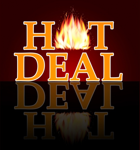hot deal banner fire texts reflection decoration