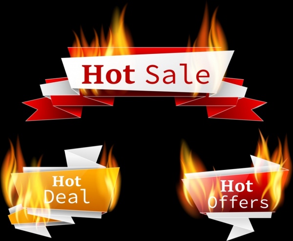 hot sales design elements fire icons 3d origami